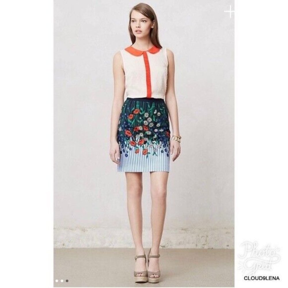 Anthropologie Postmark Vertical Garden Skirt 6 (Fits like 8)